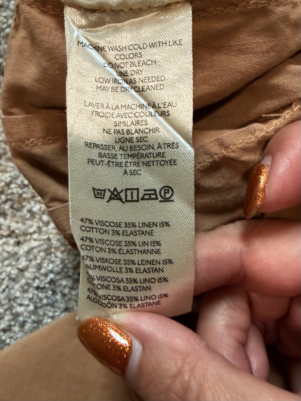 Maeve Colette Linen Blend Wide Leg Full Length Pants Camel High Rise Size 28 - Picture 7 of 12